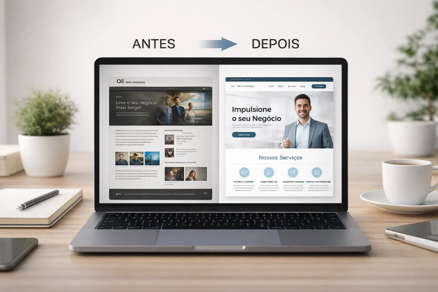Modernização de site antigo com design responsivo e atual